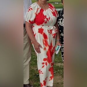 Floral orange and white long dress